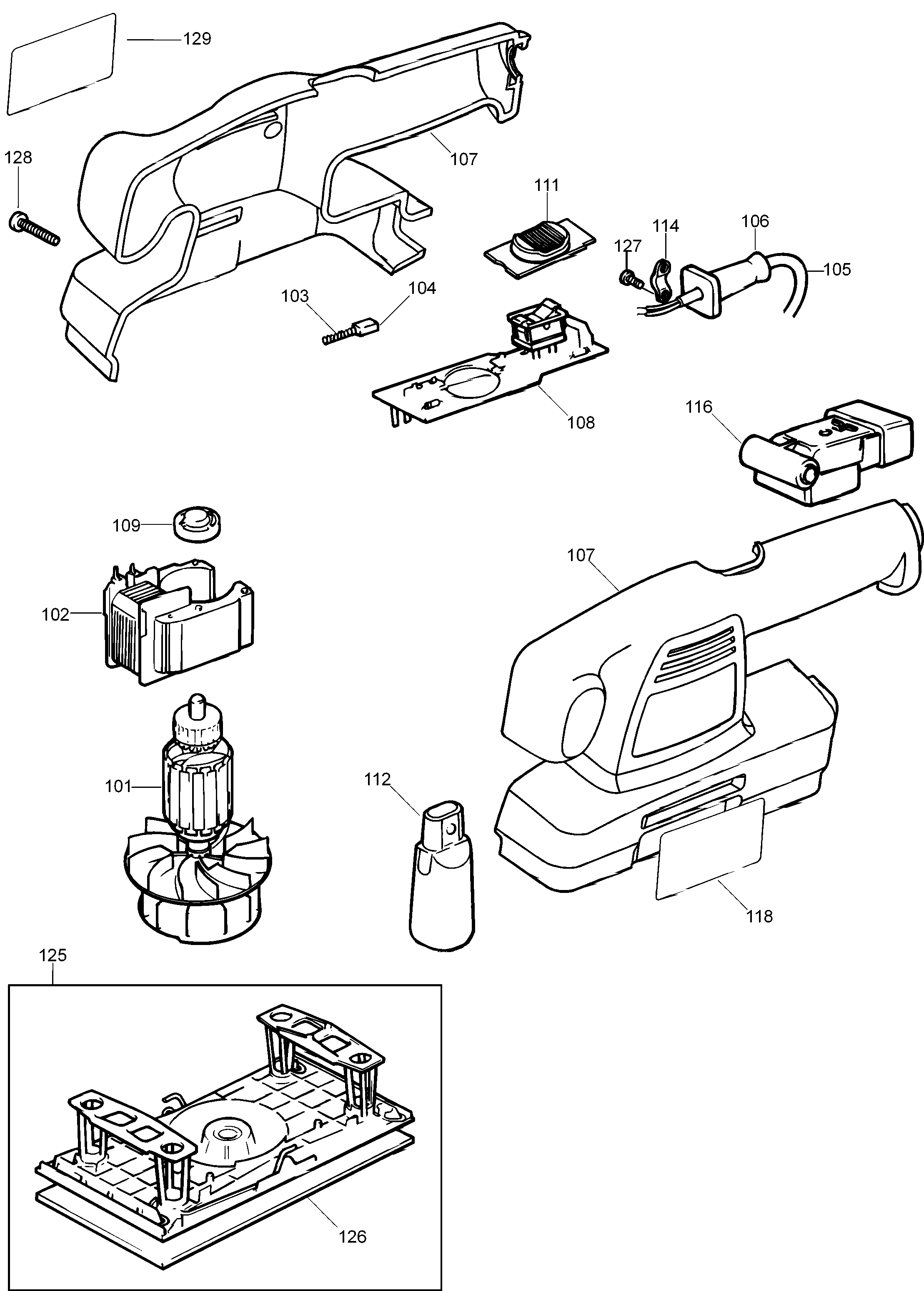 Page A Diagram and Parts List for CD400-BR 1 Black and Decker Sander Polisher